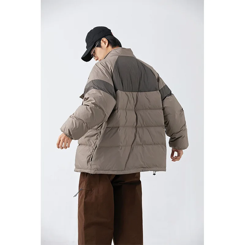 Winter Farbe Kontrast Nähte Stand-up Kragen 90 Unten Jacke Tag Flut Wärme Drei-dimensional Multi-tasche unten Jacke Mann