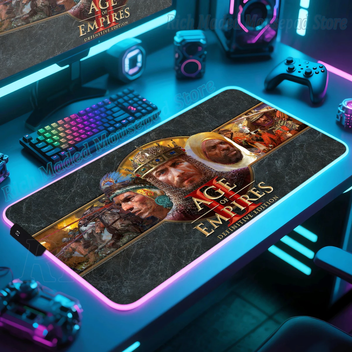 

Коврик для мыши Rgb Age Of Empires, аксессуары для ПК, игровая клавиатура, настольный коврик, геймерский коврик для мыши, компьютерный коврик для мыши, коврик для ПК, шкаф для ПК, XL, настольный коврик