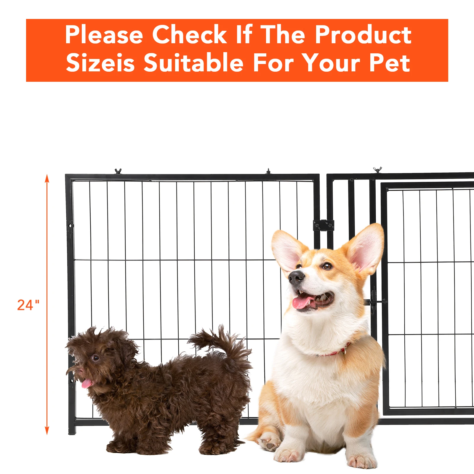 48 inch Heavy Duty Dog Crate, Large Metal Dog Cage with Flexible Divider, Dog Cage House with 2 Door, 2 Feeding Bowls, Removable Tray for Small Medium Large Pets