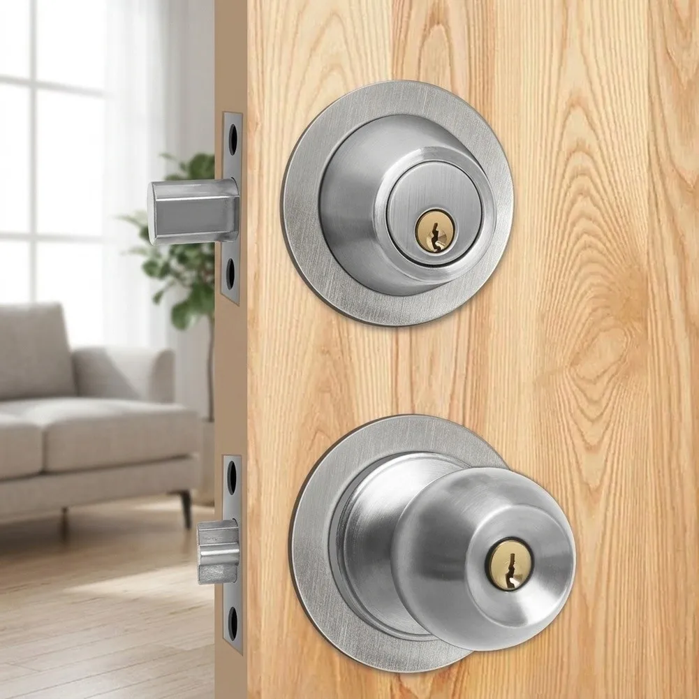 Stainless Steel Round Door Knob Plate for Stabilizing Wobbly Locks and Correcting Misalignment on Interior and for exterior