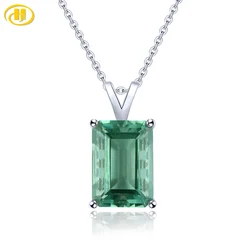 Natural Green Fluorite Solid Silver S925 Pendant 8.8 Carats Genuine Gemstone Rectangle Classic Simple Design New Year Gifts