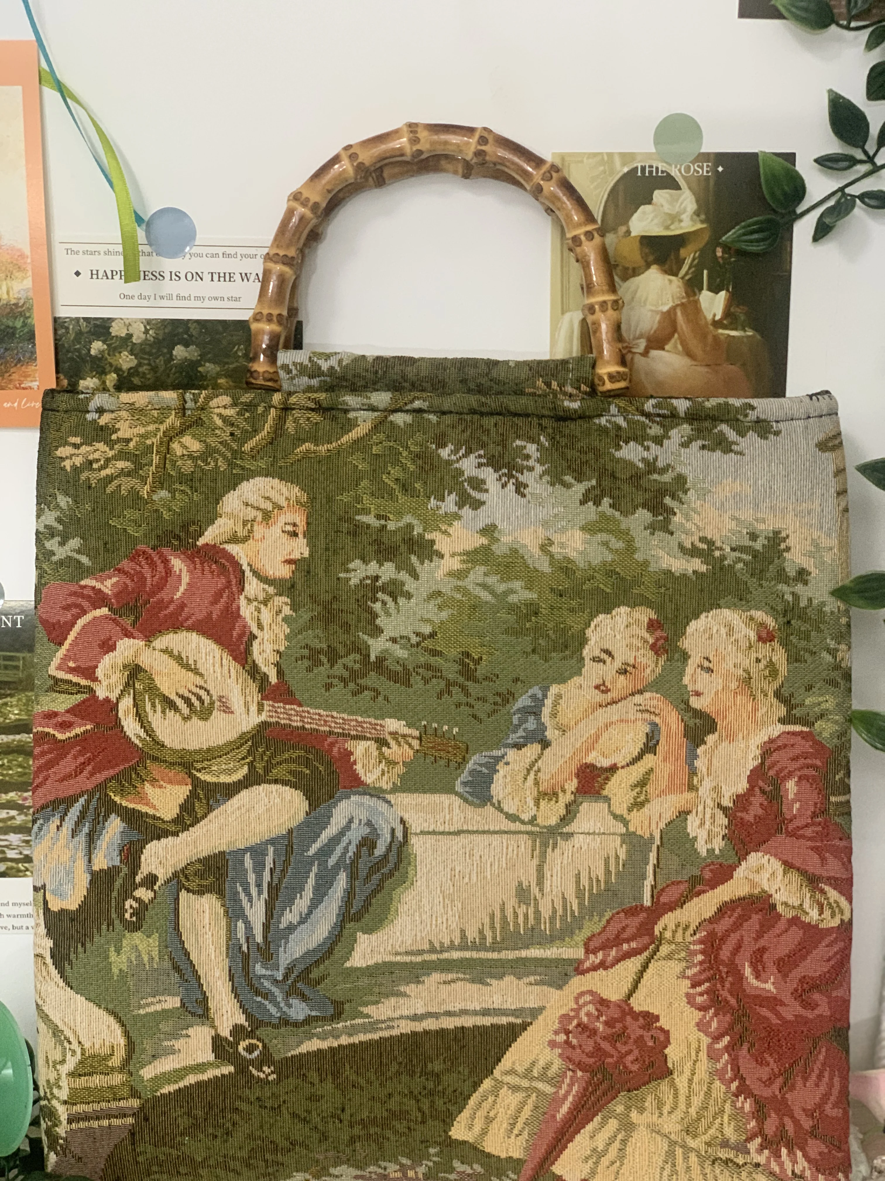 LOST IN VINTAGE 1950's​ Delill French Provincial Tapestry Young Love Courting Chain Handle Purse