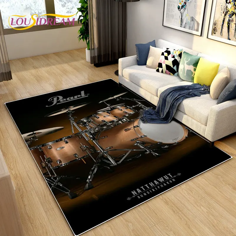 กลองชุดกีตาร์ไฟฟ้าพรมขนาดใหญ่พรมพรมสำหรับห้องรับแขกห้องนอนโซฟาพรมเช็ดเท้าตกแต่ง,ห้องครัวแผ่นกันลื่น