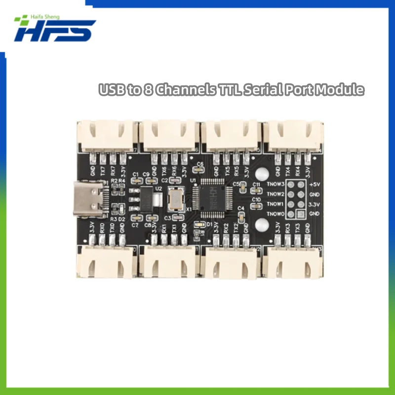 

USB to 8 Channels TTL Serial Port Module CH348 Multi Ways UART Expansion Board Type-C to 8 TTL Hub PCB