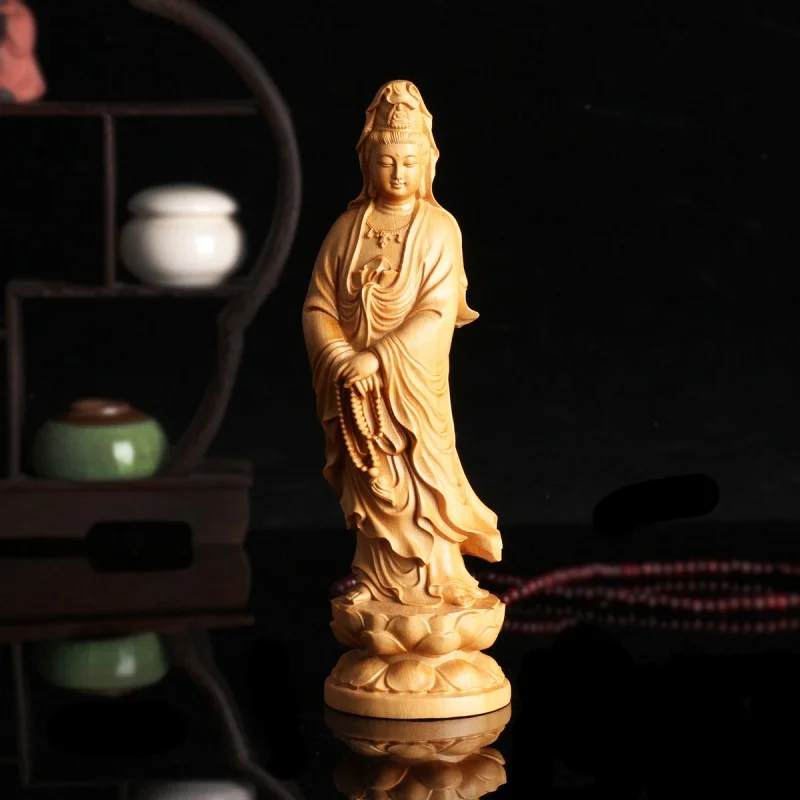 

Factory Direct Supply Old Materials Cliff Guanyin Bodhisattva Wood Carving Ornaments Home Crafts Office Housewarming Gift Wholes