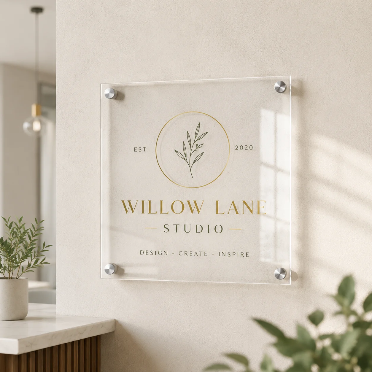 Custom Acrylic Business Sign Personalized Logo Wall Plaque for Office Salon Boutique Store Reception Company Branding Wall Decor