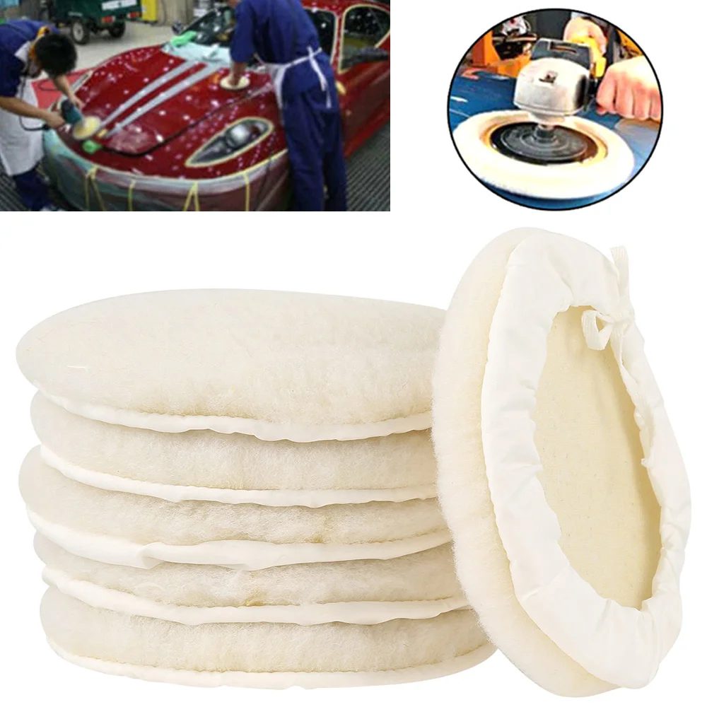 6Pcs Polishing Buffer Pads 7 Inch 180mm Polishing Bonnets Soft Wool and Wheel Polishing Pad Imitation Woolen Waxing Pads Kits