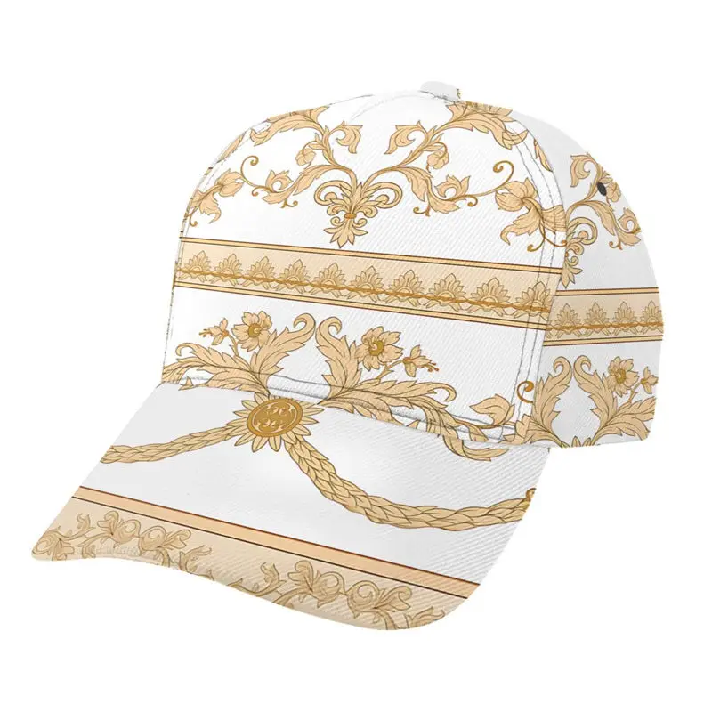 Noisydesigns Light Color Luxury Pattern Patchwork Women Men Baseball Cap For Couple Streetwear Hat Summer  Gold Print Dropship