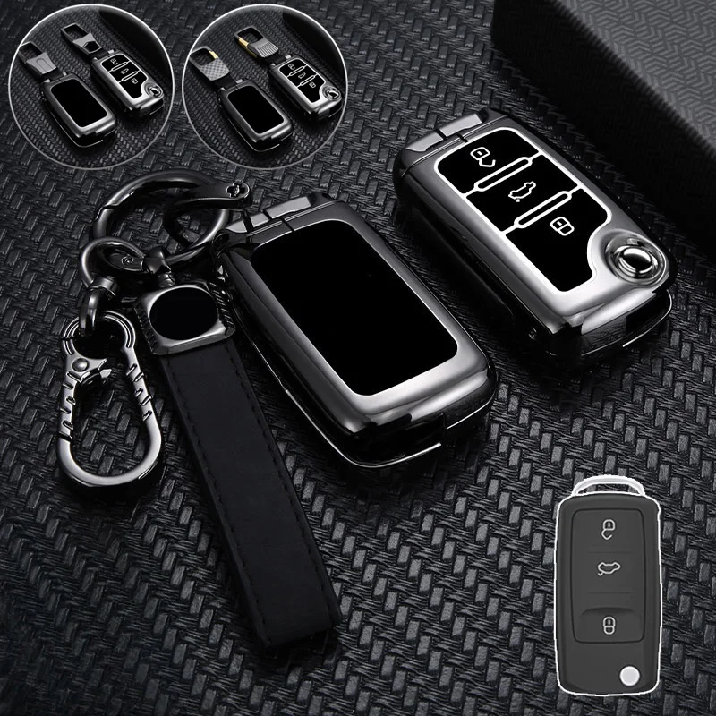 Zinc Alloy TPU Car Remote Key Fob Case Cover Holder For VW Golf GTI Jetta Passat Beetle Tiguan CC EOS MK4 MK5 R32 Rabbit Touareg