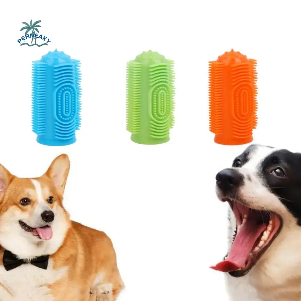 

360 Degree Silicone Dog Finger Toothbrush TPR Wear Resistant Pet Teeth Oral Cleaning Brush Soft Bite Resistant