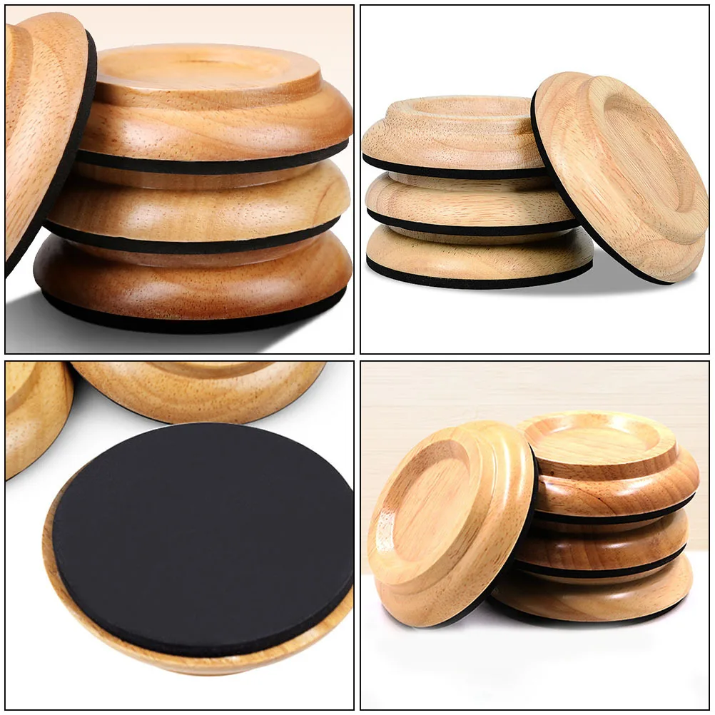 

4Pcs Piano Feet Pads Solid Wood Construction with Anti-Slip Eva Bottom Ideal for Home Studio Floor Safety Use Piano Caster Cups
