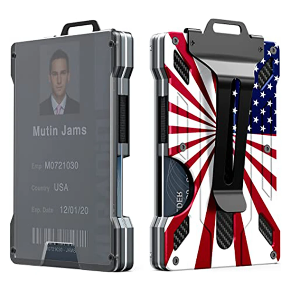 Portefeuille Minimaliste pour Homme, réinitialisation de Porte-Cartes de Crédit en Aluminium avec 1 Porte-Danemark ge d\'Identité à Fenêtre