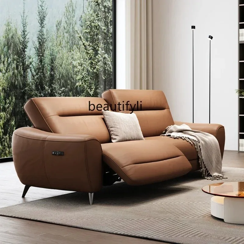 

Электрический многофункциональный диван LHY26 из натуральной кожи для малогабаритных квартир, трехместный, современный, простой, из первоклассной воловьей кожи