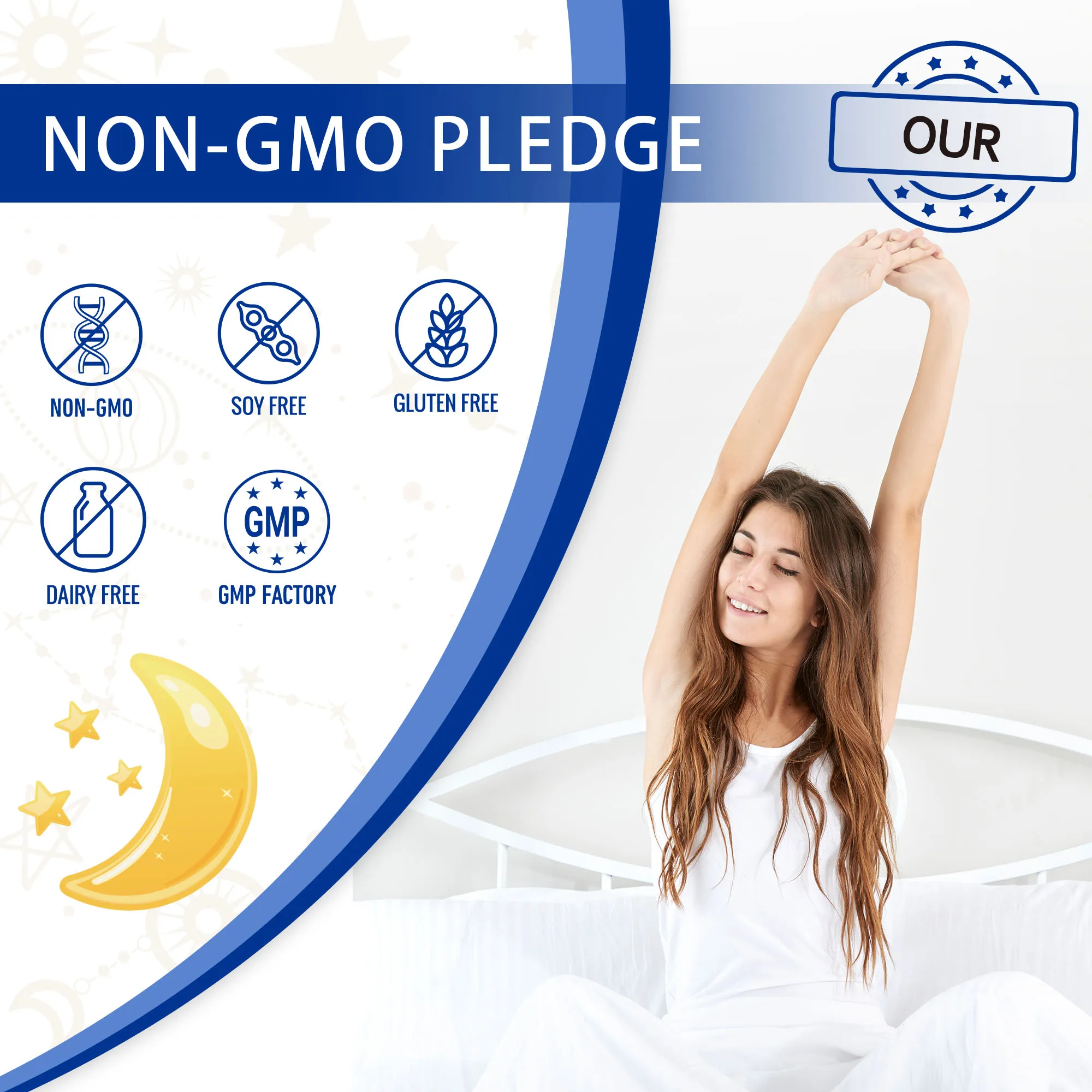 

Melatonin 10mg - Suitable for Adults, Improves Insomnia, Relaxes The Brain, Deep Sleep, Gluten-free, Non-GMO