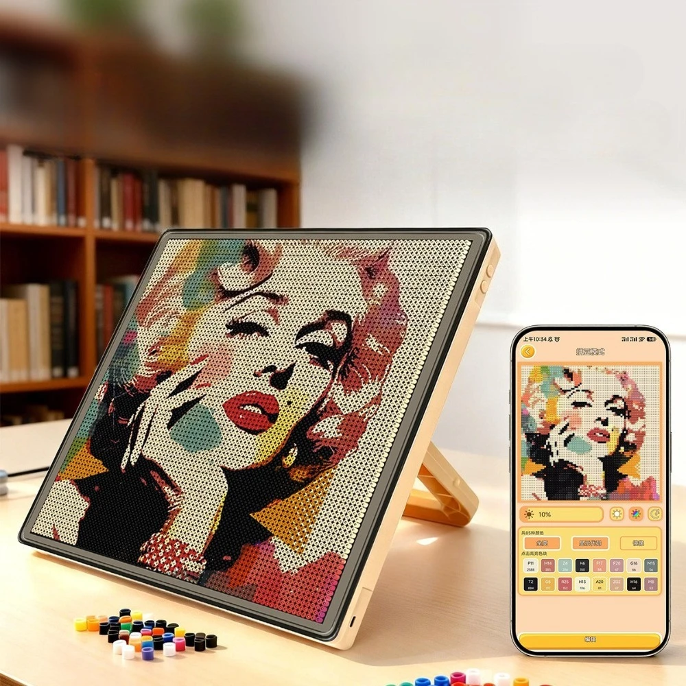 LED Smart Fuse Bead Pegboard App Guided Pattern Light Board Arts and Crafts DIY Pixel Toys Birthday Gift Set