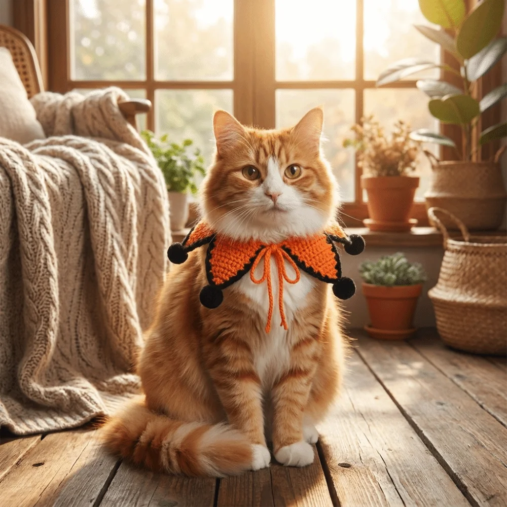 Creative Adjustable Pet Star Scarf Funny Universal Handmade Knitted Pet Scarf Soft Cute Saliva Bib Halloween Party