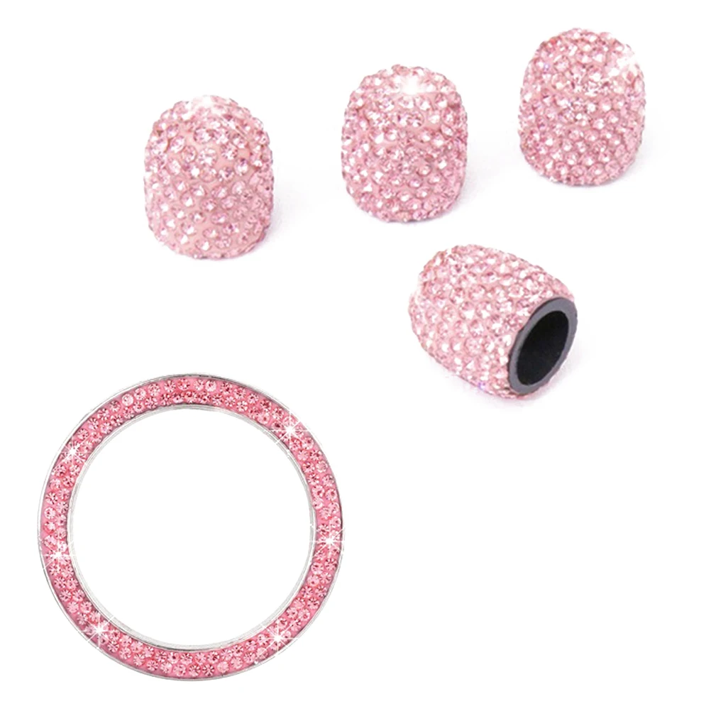 

5pcs Valve Cap Set Rhinestone Tire Dust Cover Car Accessories Long Car Stem Cap Lasting Starter Ring Universal
