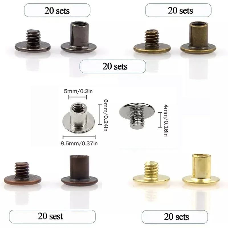 

100 комплектов крепежных винтов Chicago, кожаные заклепки 5*6 для сумки, винты для фотоальбома, винты для сборки книг, шпильки, болты