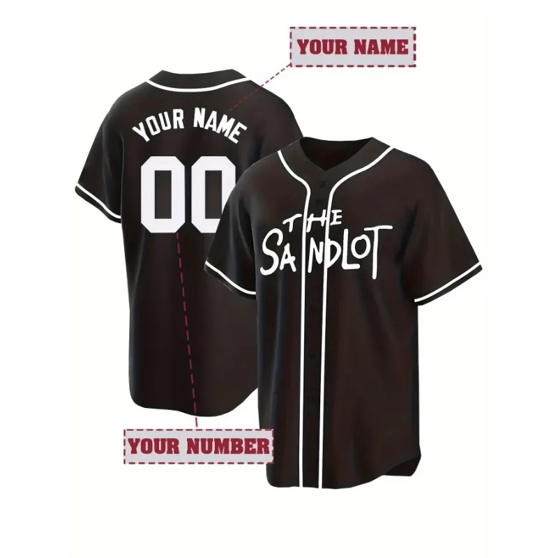 

Personalized Men's V-Neck Baseball Jersey with Custom Name and Number Embroidery for Training and Competition The Sandlot Shirts