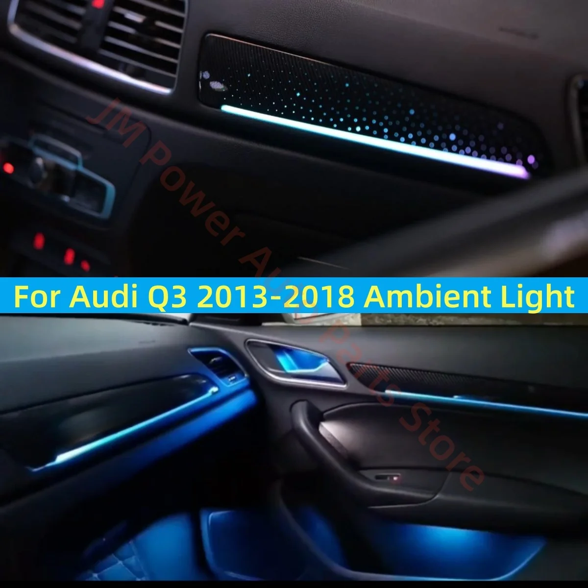 LED Ambient Light For Audi Q3 2013-2018 Automotive interior lighting upgrade Car accessories Carbon fiber texture 1:1 trim panel