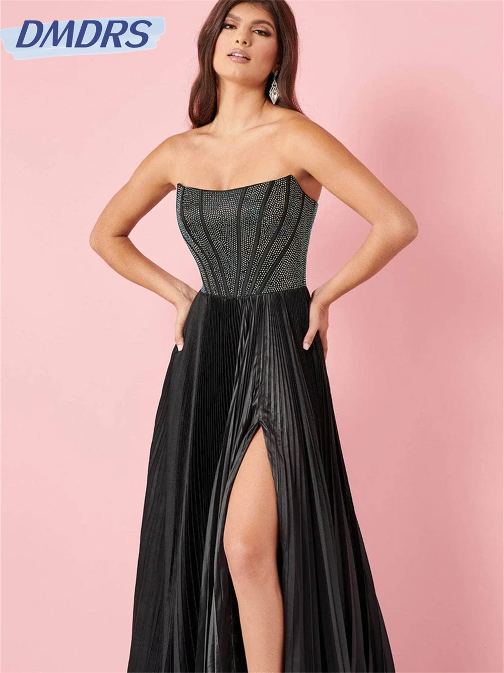 Sexy Strapless Avondjurk 2024 Klassieke Zijjurken Luxe Satijnen Prom Feestjurken Vestidos De Novia