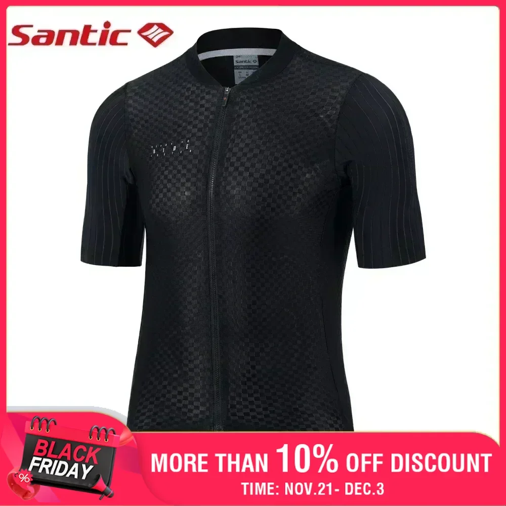 Santic Mens Cycling Jersey Short Sleeve Summer Atheletics Sports Shirt Quick Dry Breathable MTB Bike Road Riding Bicycle Clothes