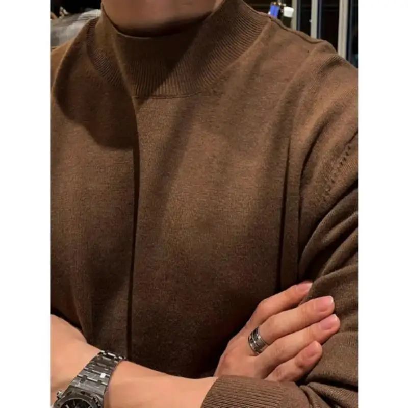 

Men's Knitted Sweater Versatile Cross-Border Knwear New Arrival Coolmax Fiber Ciwalk Collar Nine-Quarter Sve Thi