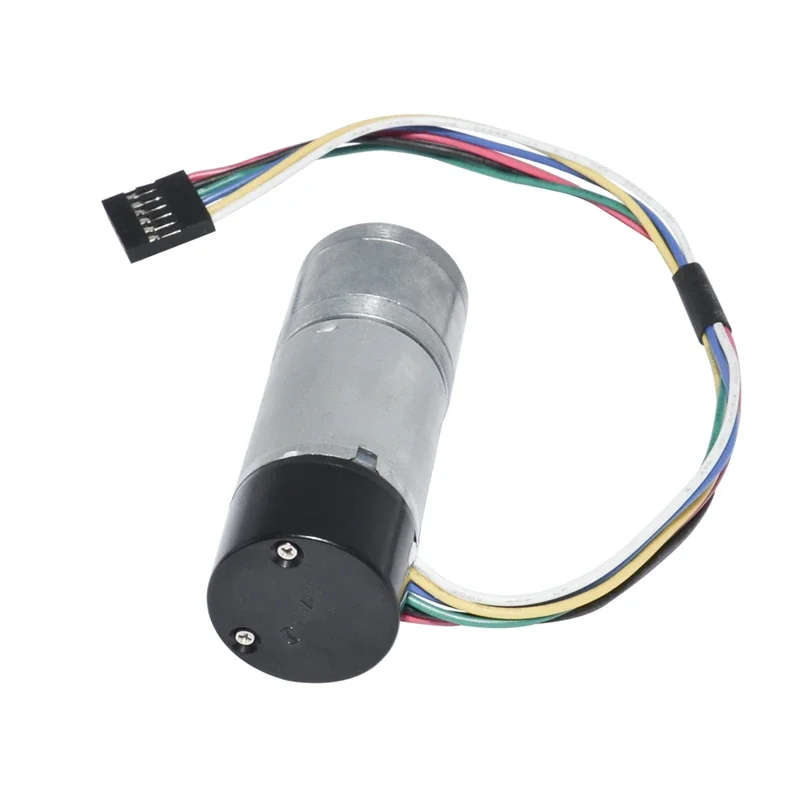 Motor de engrenagem 25ga370 dc 12v 24v com codificador de canal duplo 10/15/25/35/60/80/130/150/300/600rpm velocidade para hobby diy