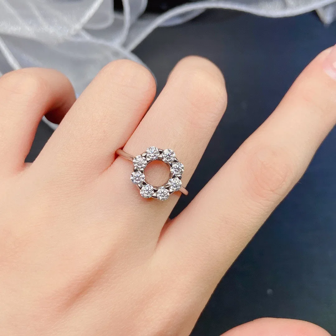Moissanite Row Ring 925 Sterling Silver Women's Birthday Gift Pass Test Free Shipping Hip Hop Ring