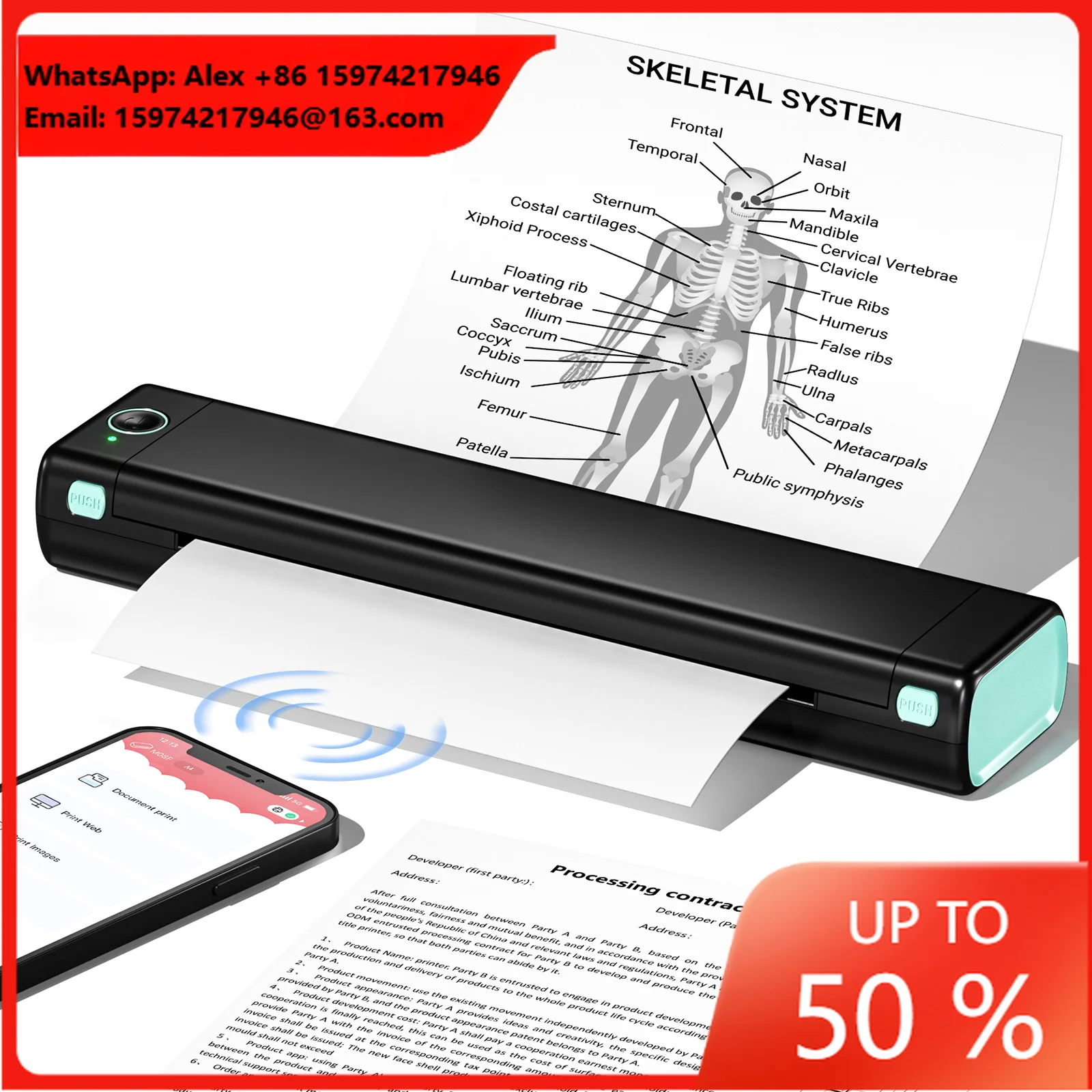 Blue Tooth Thermal Printer Phomemo M08F Portable Wireless Printer Mini Printer For Mobile Phone Document Contract Printing
