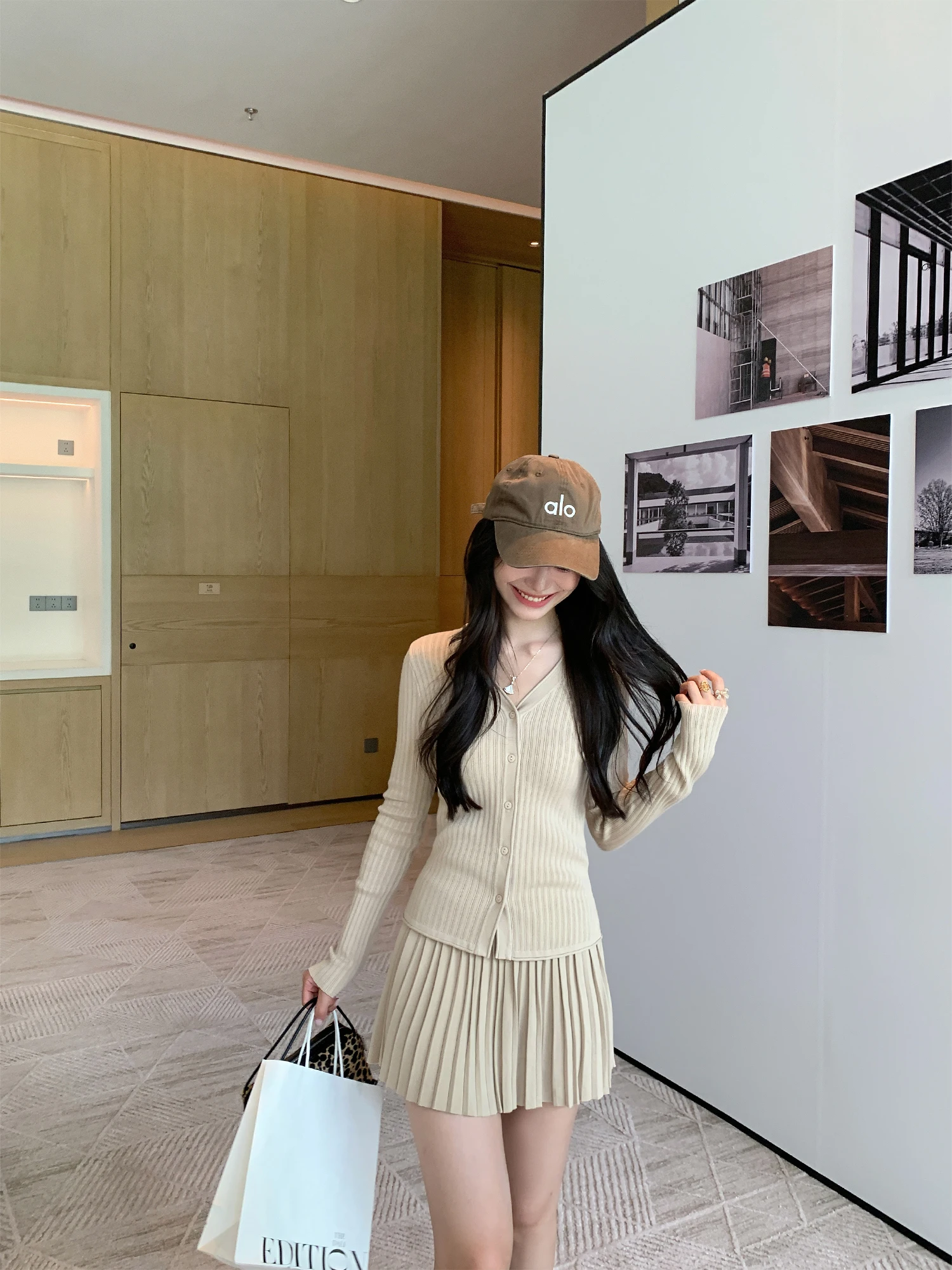 Pusumede Knitted A-Line  Skirt And Open Cardigan Set Women's Lazy Style Two-Piece Suit Autumn Fashion College Wind