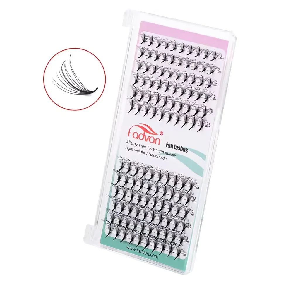 FADVAN 3D/7D/9D/13D رموش المنك الصناعية المصنوعة مسبقًا من Wispy رموش حادة جذعية روسيا حجم فردي مراوح رمش تمديد