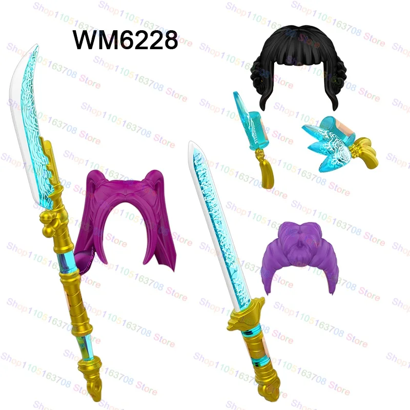 Wm6228 moc anime figuras de ação conjunto acessórios peças blocos de construção diy modelo montagem tijolos brinquedos para crianças presentes