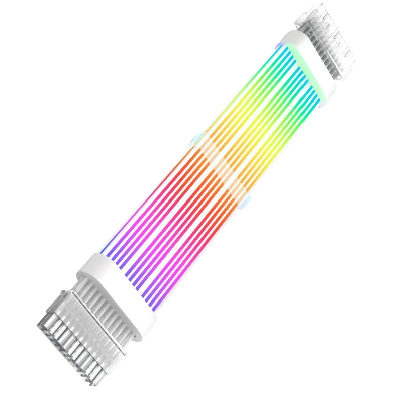 ARGB 24Pin Extension Cable With Soft Silicone Light Panel, Programmable Color, Durability Design For PC Wear Resistant