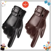 Outdoor motorcycle riding gloves, winter fleece-lined warm PU leather gloves, waterproof, windproof, touchscreen gloves.
