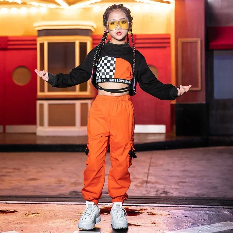 

2020 Kids Hiphop Dance Costumes Set Girls Fashion Jazz Stage Outfits Winter Performance Children Street Dance Clothing BL2644