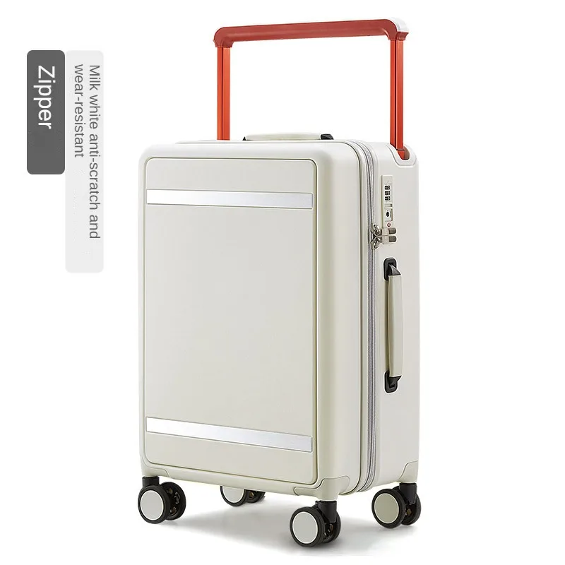 2024new suitcase leisure travel wide trolley case fashion simple luggage wholesale large24inch boarding bag