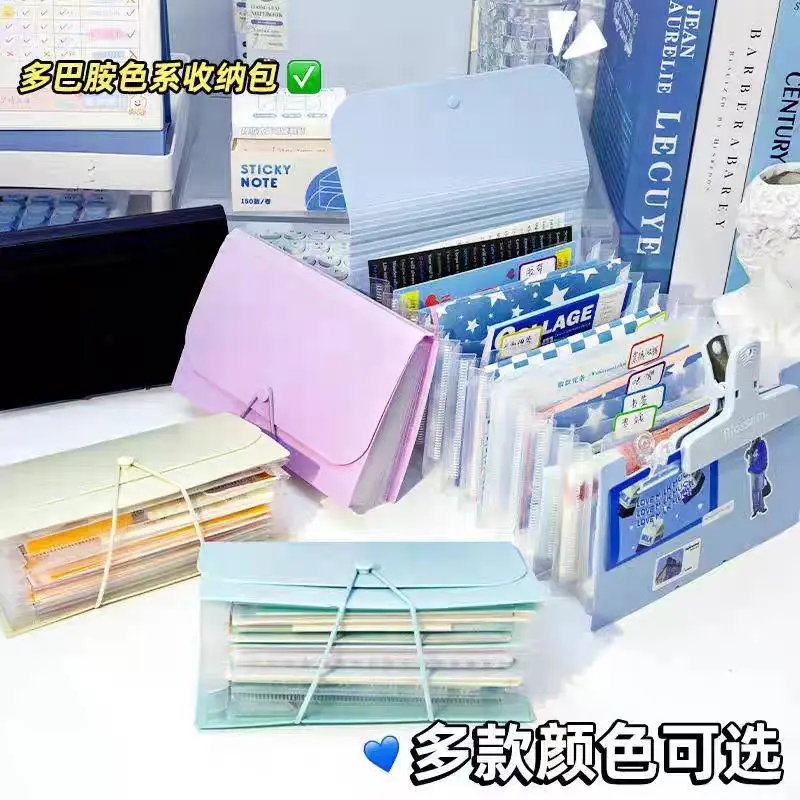New Solid Color A6 Folder 12-layer Multi-layer Storage Folder Shrinkable Large-capacity Storage Bag