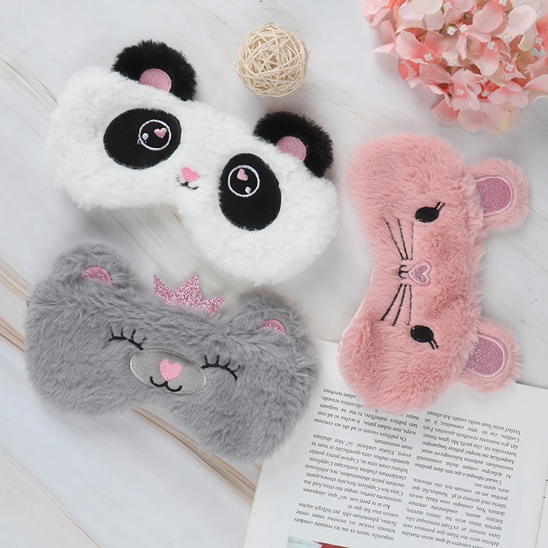 Women Plush Eye Mask White Panda Blindfold Eye Patch Eyeshade Sleep Mask Gift