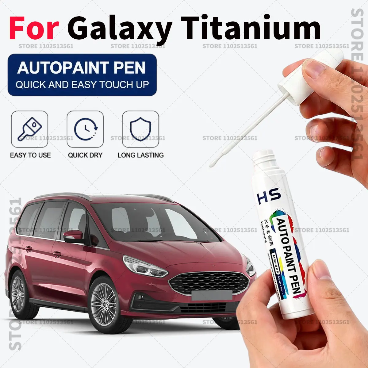 For Ford Galaxy Titanium Car Touch Up Paint Pen Scratch Chip Repair Paint Blazer Blue Frozen White Moondust Silver Shadow Black