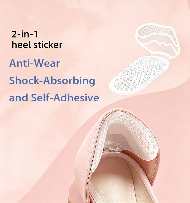 T-Shape Self-Adhesive Silicone Heel Grips Anti-Chafing Comfort Heel Protector Inserts for Women High Heels Pumps