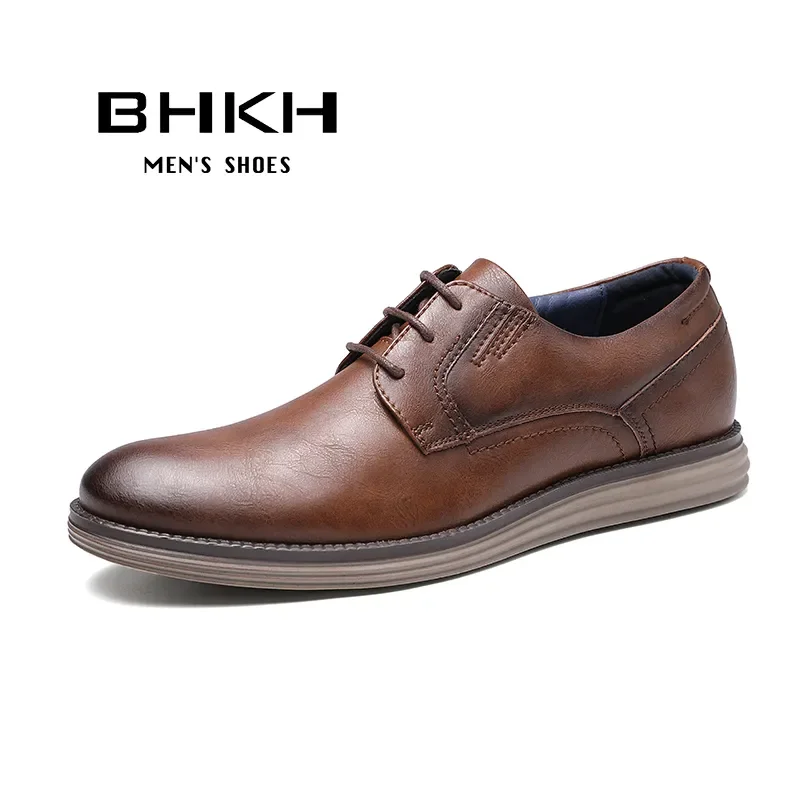 

BHKH Male Sneakers Autumn/Winter traf Leather Men Casual Shoes Business Work Office Lace-up Dress shoes For Men Size47