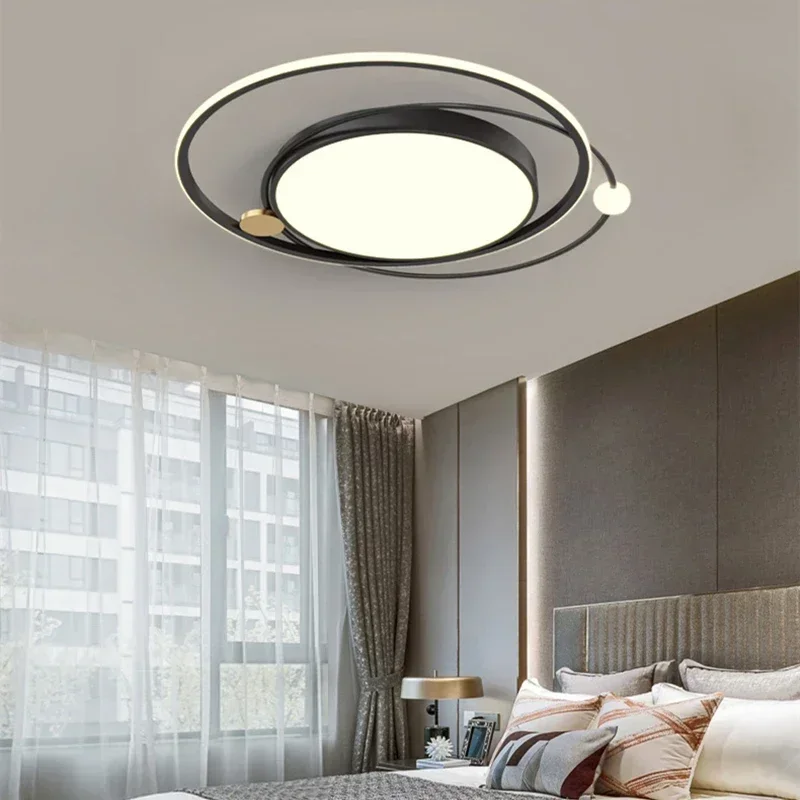 Gold Modern Led Ceiling Light Nordic Round Lighting Fixture Living Bedroom Restaurant Kitchen Reading Indoor Decor Planet Lamps