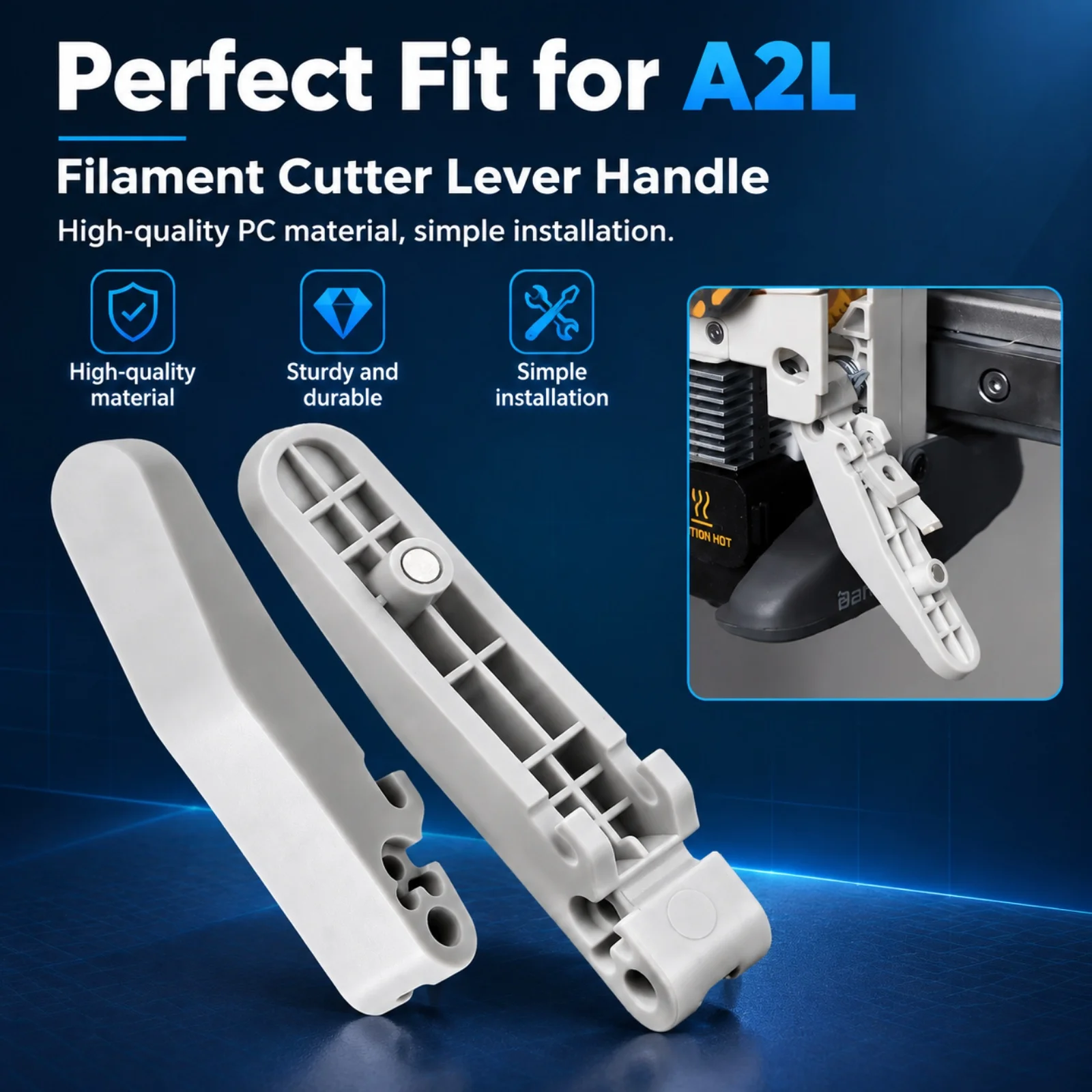 For Bambu Lab A2L Filament Cutter Lever Handle Replacement Extruder Handle Blade Kit For Bamboo A2L 3D Printer Part Accessories