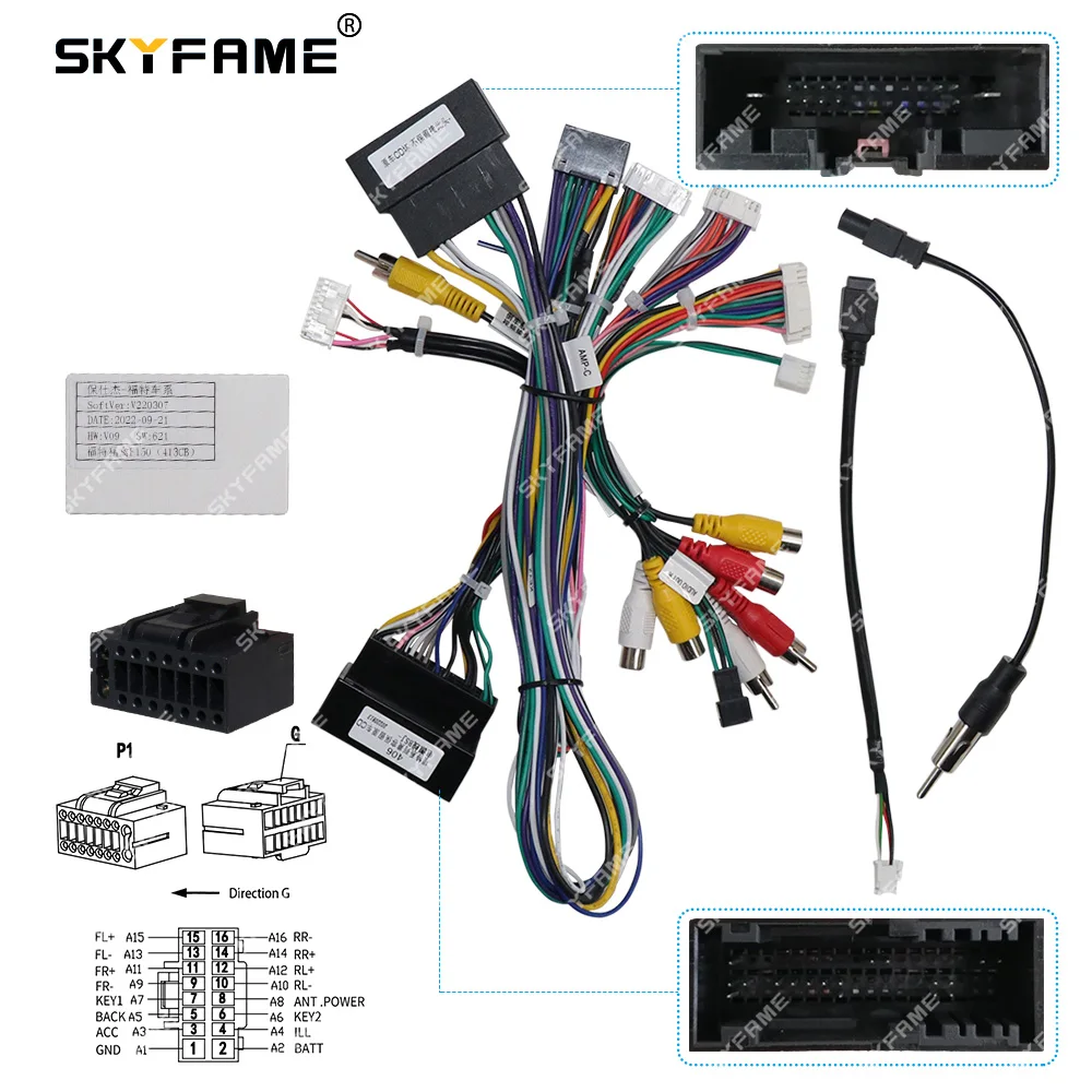 SKYFAME Car 16pin Wiring Harness Adapter Canbus Box Decoder Android Radio Power Cable For Ford Raptor F150