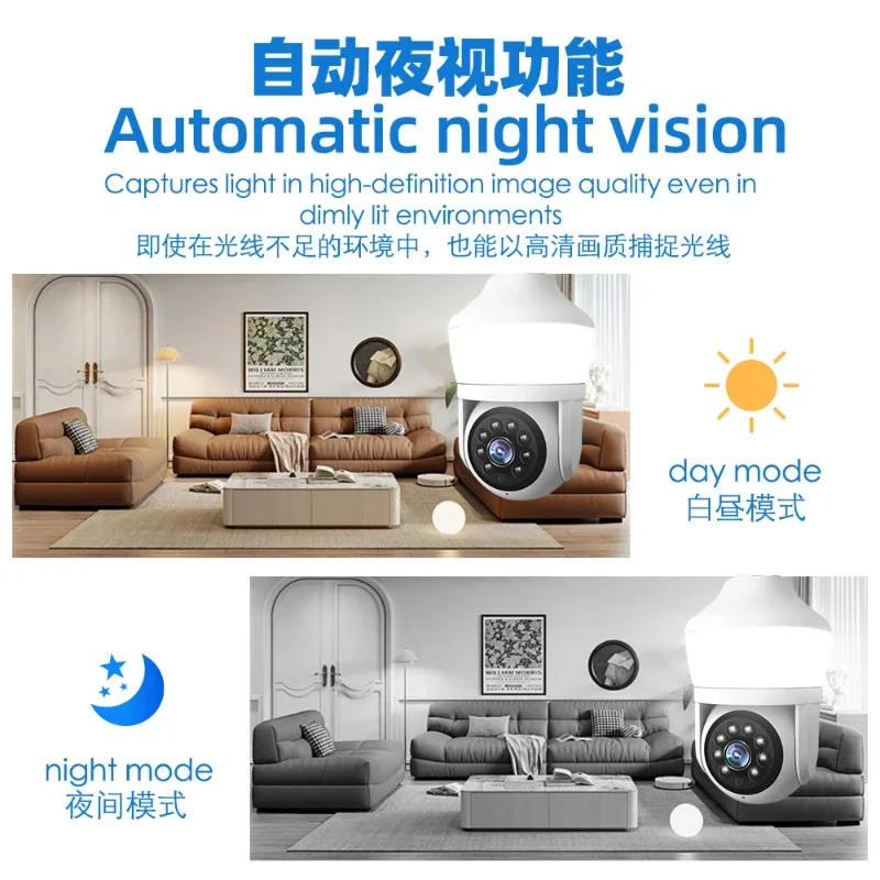 Smart light bulb surveillance camera home remote HD night vision monitor