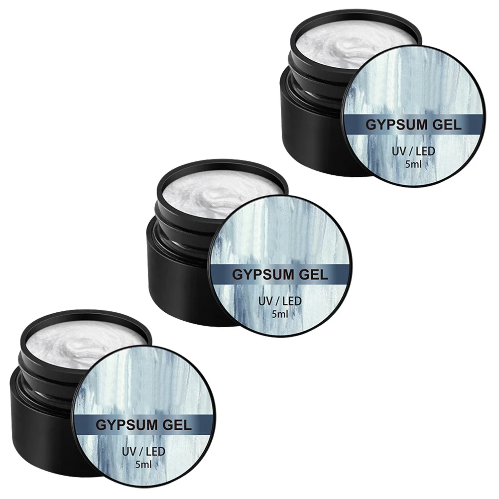 3 Jars Nail Art Gypsum Gel Polish Matte Finish No Sticky Residue Easy Removal 3D Carving Nail Art Gel Polish Set