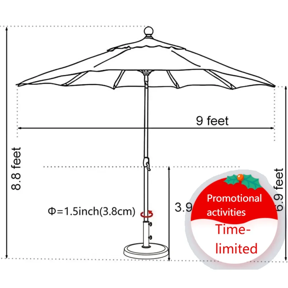 

Hot salesUSA 10-Year-Non-Fading 9Ft Market Umbrella Patio Umbrella Outdoor Table Umbrella with Ventilation, Natural