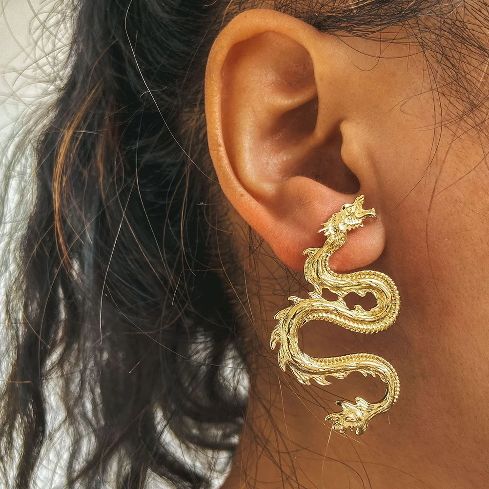 

Cool Dragon Earrings Stylish Accessory Adornment Decorate Unique Appearance Alloy Banquet Jewelry