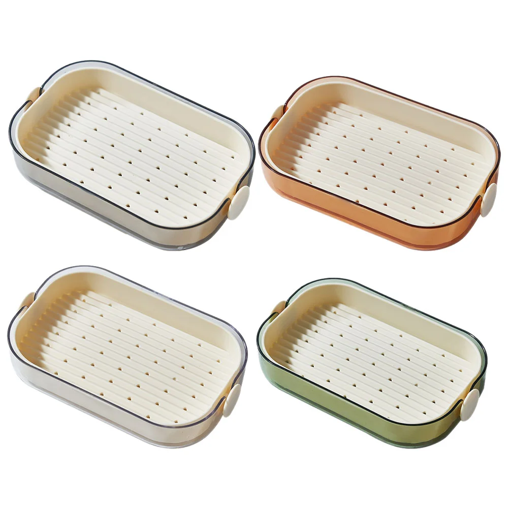 

4 Pcs Double Layer Drain Soap Dish Decorative Drying Rack Bathroom Cartoon Tray PP Self Draining Compact Design Prevents